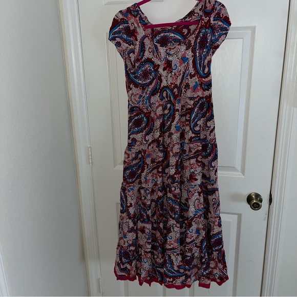 Soft Surroundings Kara Maxi Dress Small S Short Sleeve Paisley Tiered Skirt - Picture 2 of 6